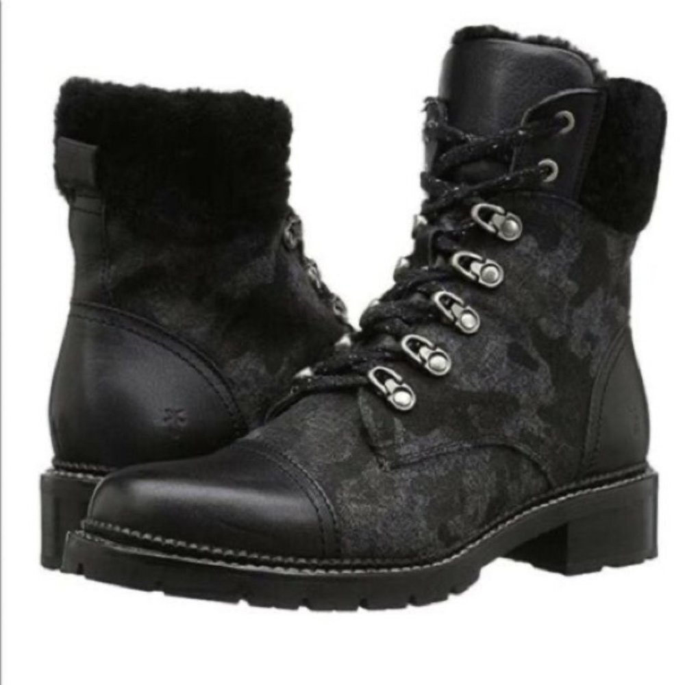 Frye Samantha Black Combat Boots Size 7